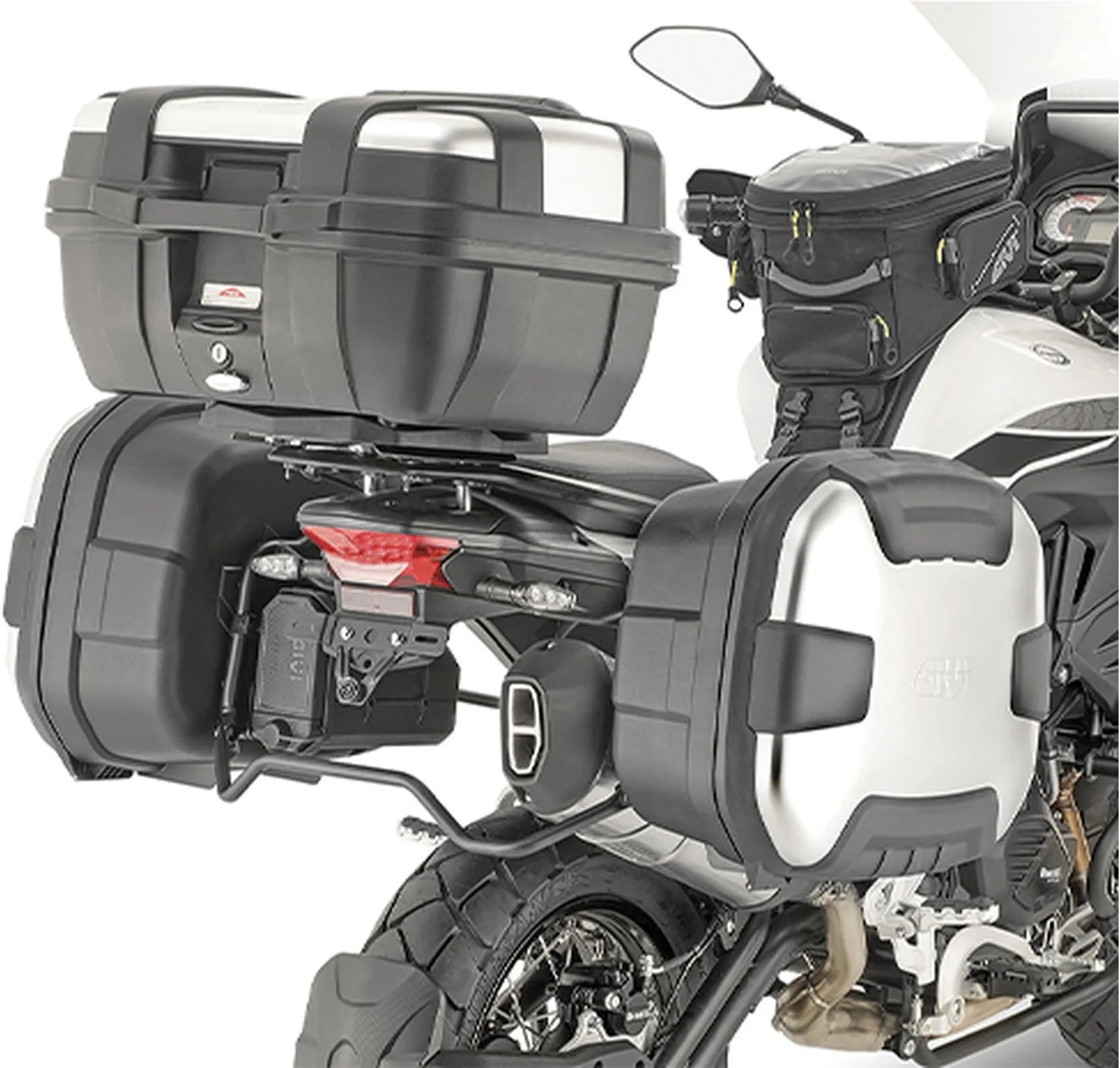 Monokey Trekker Lite Black Side Cases - 70 Lt Trekker Lite Technopolymer - Givi Compatible With Benelli Trk 502 (2017-2020)
