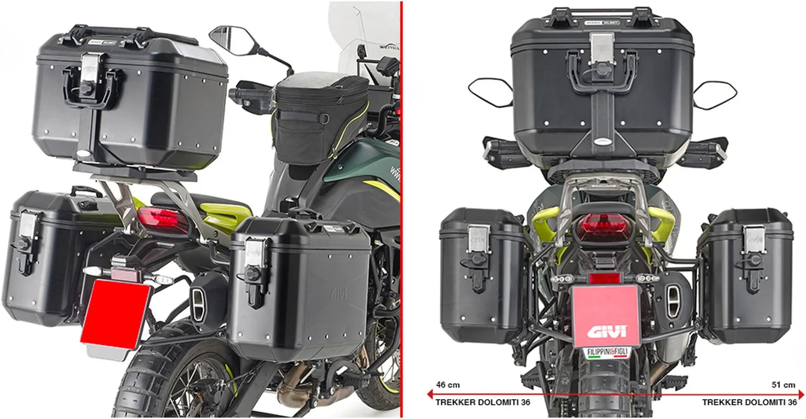 Trekker Alaska Aluminium Black Top Case + Side Cases - 128 Lt Trekker Alaska Aluminium - Givi Compatible With Benelli Trk 702 X (2023-2024)