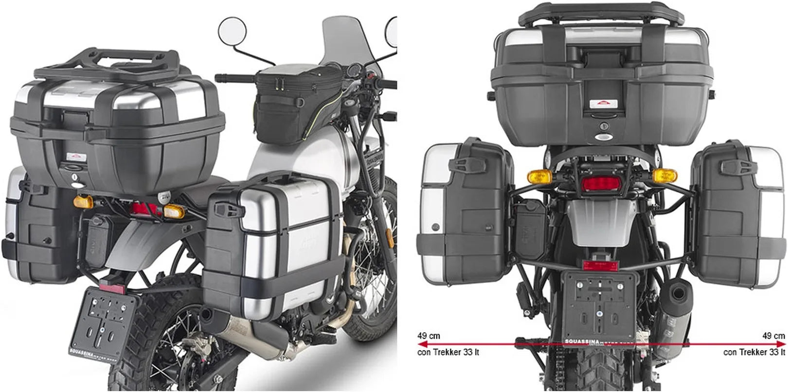 Monokey Black Side Bags - 50 Lt Technopolymer - Givi Compatible With Royal Enfield Himalayan (2021-2023)