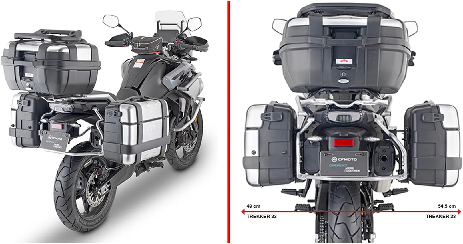 Monokey Trekker Dolomiti Aluminium Side Cases - 72 Lt Trekker Dolomiti Aluminium - Givi Compatible With Cfmoto 800 Mt (2022-2024)