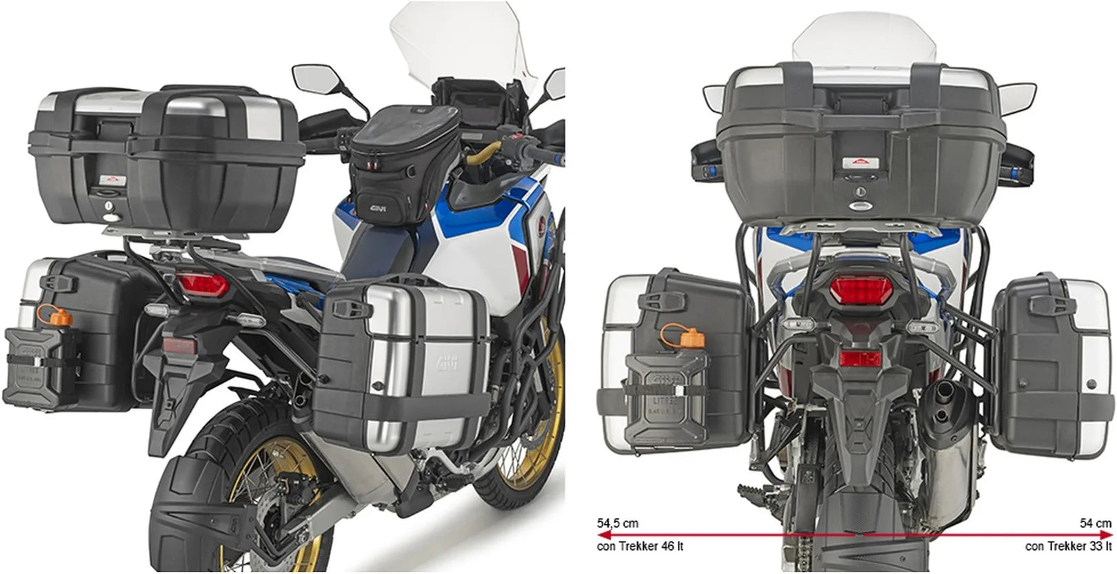Monokey Trekker Black Side Cases - 92 Lt Trekker Aluminium - Givi Compatible With Honda Crf 1100 L Africa Twin (2024)