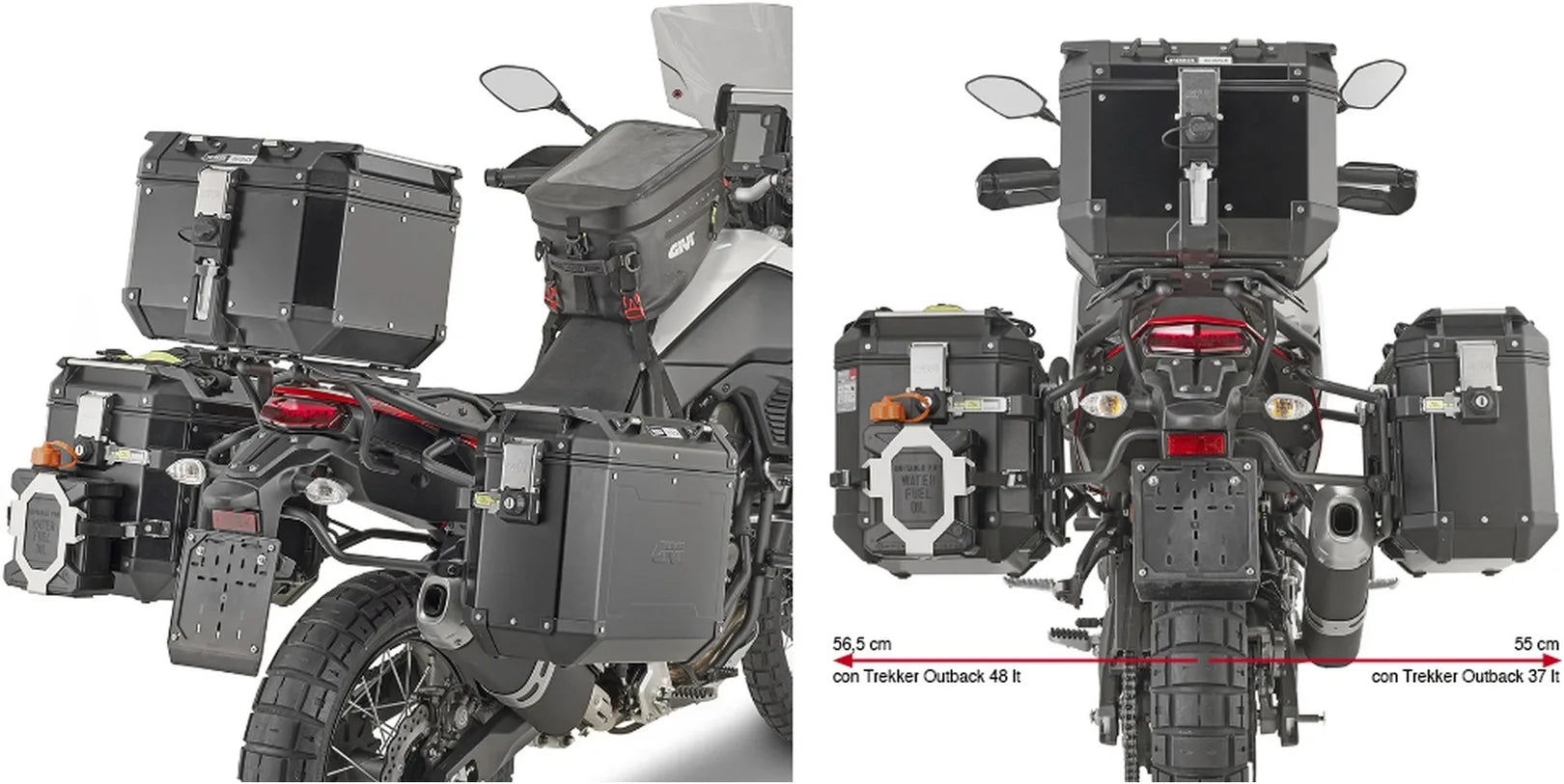 Monokey Cam-Side Trekker Outback Evo Smart Anodized Aluminium Side Cases + Locks - 84 Lt Trekker Outback Evo Smart Anodized Aluminium - Givi Compatible With Yamaha Ténéré 700 (2019-2020)