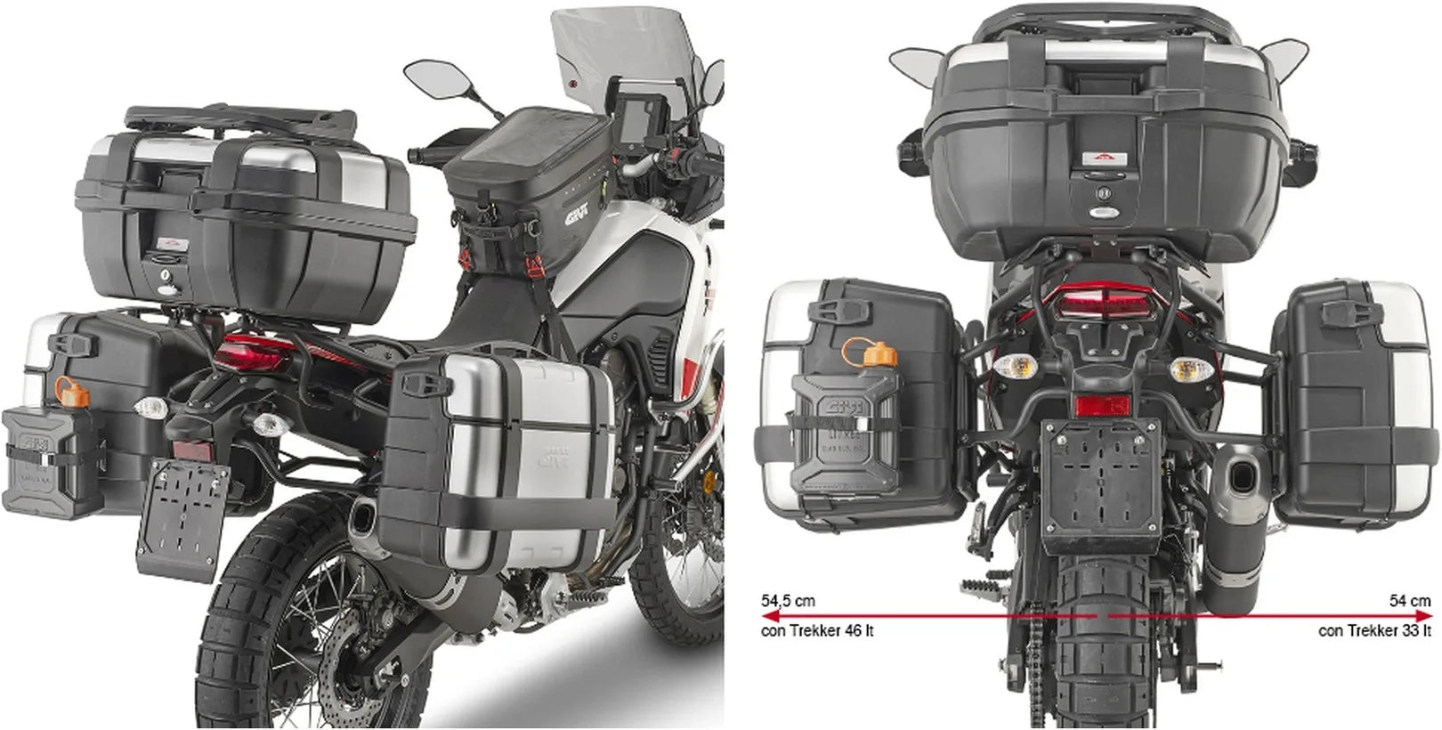 Monokey Canyon Black Side Bags - 70 Lt Canyon Nylon - Givi Compatible With Yamaha Ténéré 700 World Raid (2022-2024)
