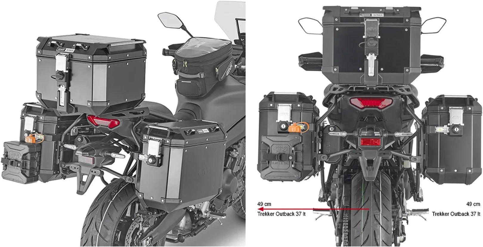 Monokey Cam-Side Canyon Black Side Bags - 60 Lt Canyon Nylon - Givi Compatible With Yamaha Tracer 9 - Gt - Gt+ (2021-2024)