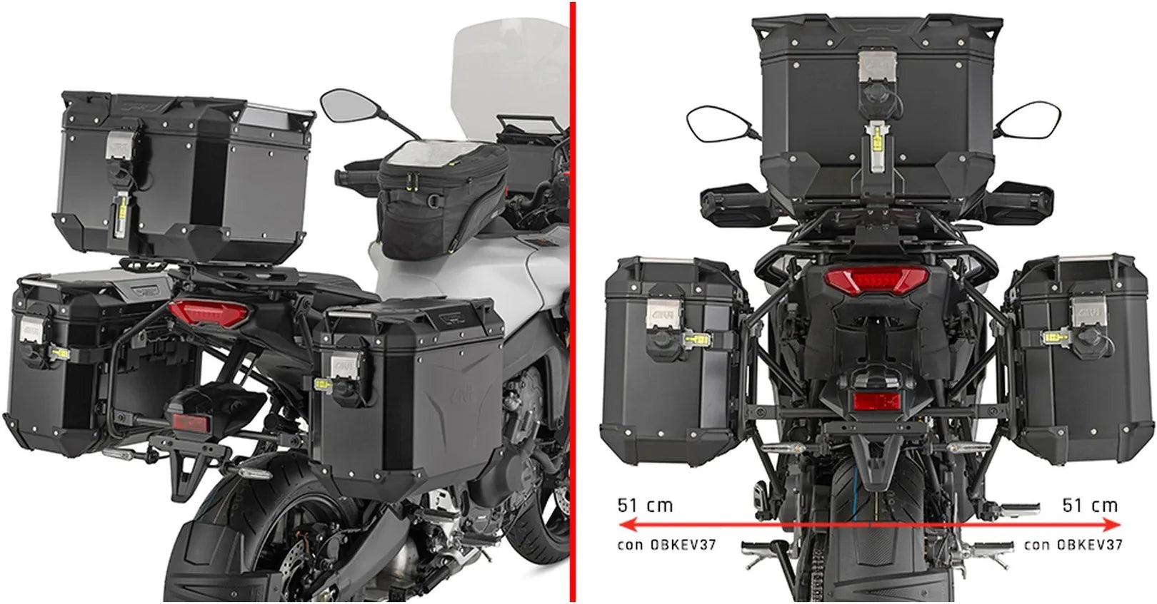 Monokey Cam-Side Trekker Outback Evo Smart Anodized Aluminium Side Cases + Locks - 70 Lt Trekker Outback Evo Smart Anodized Aluminium - Givi Compatible With Yamaha Tracer 9 - Gt - Gt+ (2025)