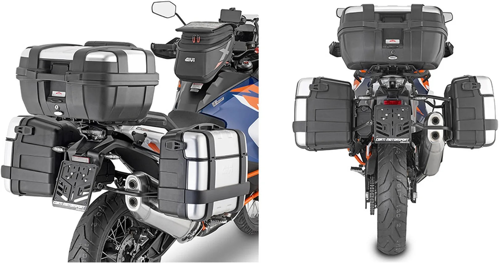 Monokey Trekker Black Side Cases - 66 Lt Trekker Aluminium - Givi Compatible With Ktm 1290 Super Adventure S (2021-2024)