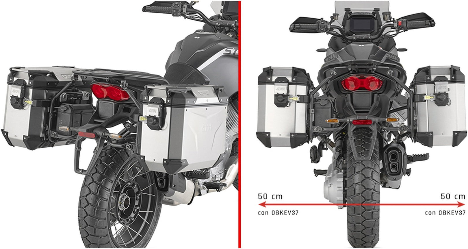 Monokey Cam-Side Trekker Outback Evo Smart Anodized Aluminium Side Cases + Locks - 96 Lt Trekker Outback Evo Smart Anodized Aluminium - Givi Compatible With Moto Guzzi Stelvio 1000 (2024)