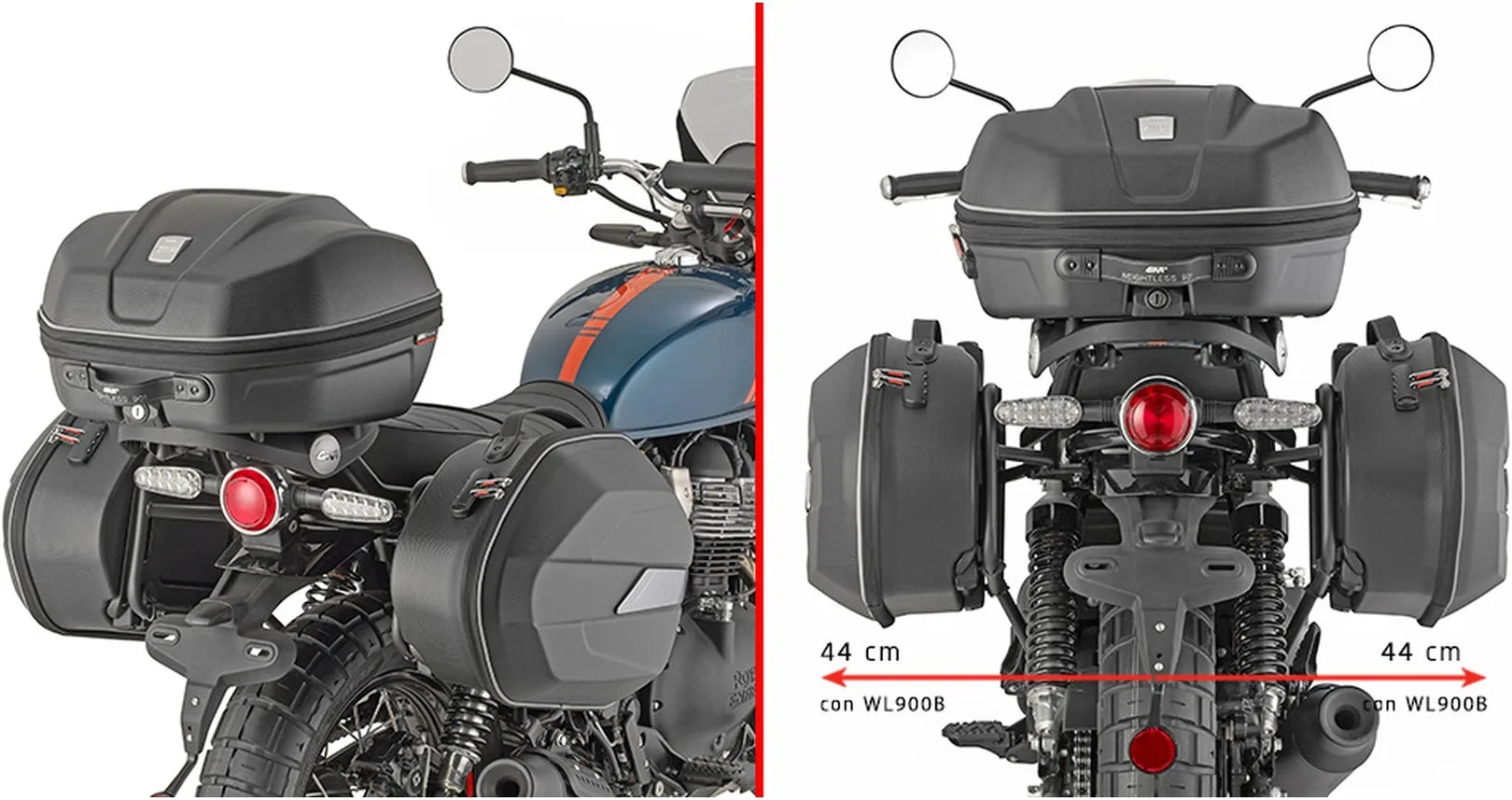 Monokey Black Side Bags - 50 Lt Technopolymer - Givi Compatible With Royal Enfield Bear 650 (2025)