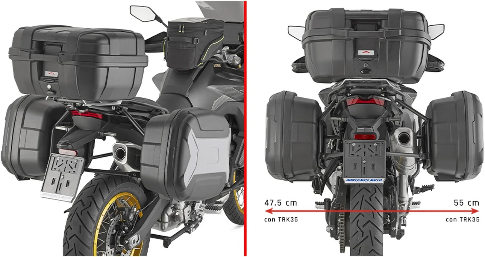 Monokey Canyon Black Side Bags - 70 Lt Canyon Nylon - Givi Compatible With Voge Valico 900 Dsx (2024)