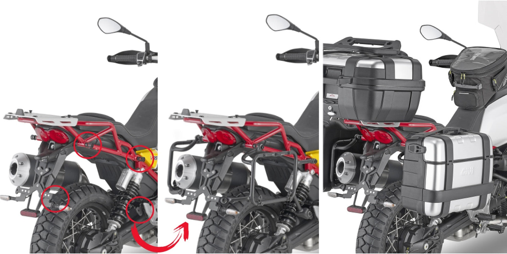 Monokey Trekker Lite Gray Side Cases - 70 Lt Trekker Lite Technopolymer - Givi Compatible With Moto Guzzi V85 Tt (2019-2023)