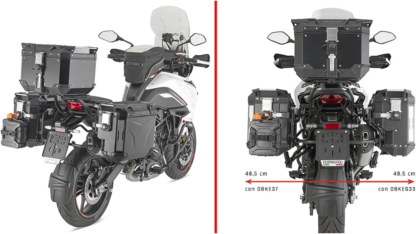 Monokey Cam-Side Trekker Outback Evo Smart Anodized Aluminium Side Cases + Locks - R Recessed 88 Lt Trekker Outback Evo Smart Anodized Aluminium - Givi Compatible With Benelli Trk 702 (2023-2024)