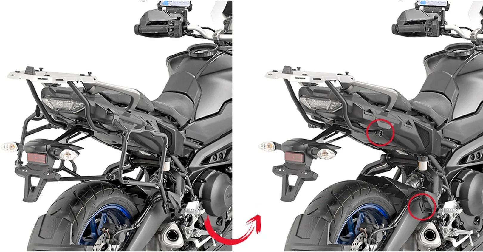 Black Top Case + Side Cases - 84 Lt Technopolymer - Givi Compatible With Yamaha Tracer 900 - Gt (2018-2020)