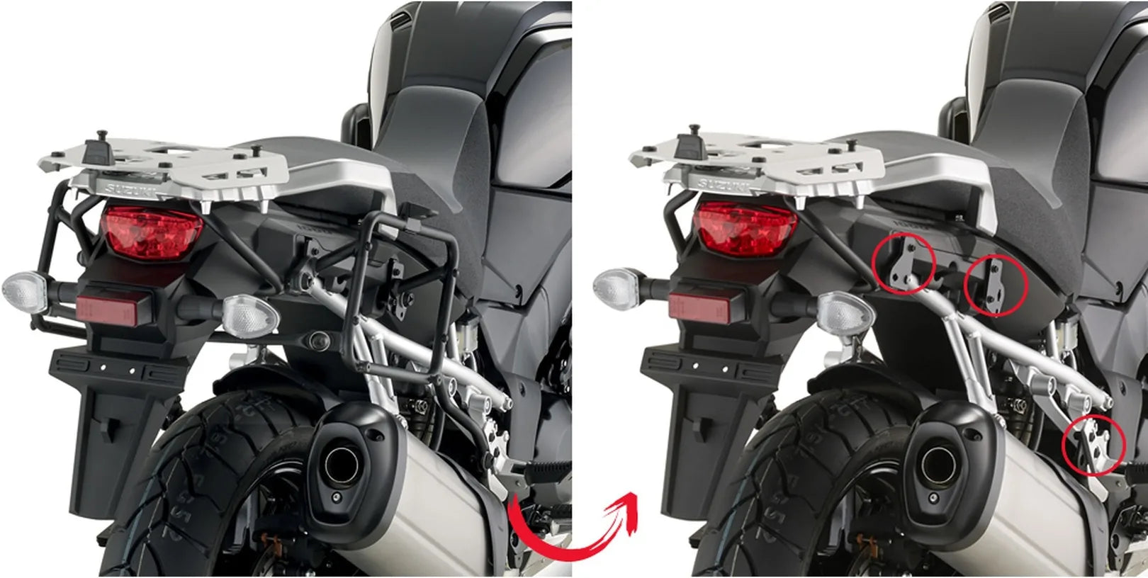 Monokey Black Side Bags - 50 Lt Technopolymer - Givi Compatible With Suzuki Dl 1000 V-Strom (2014-2016)
