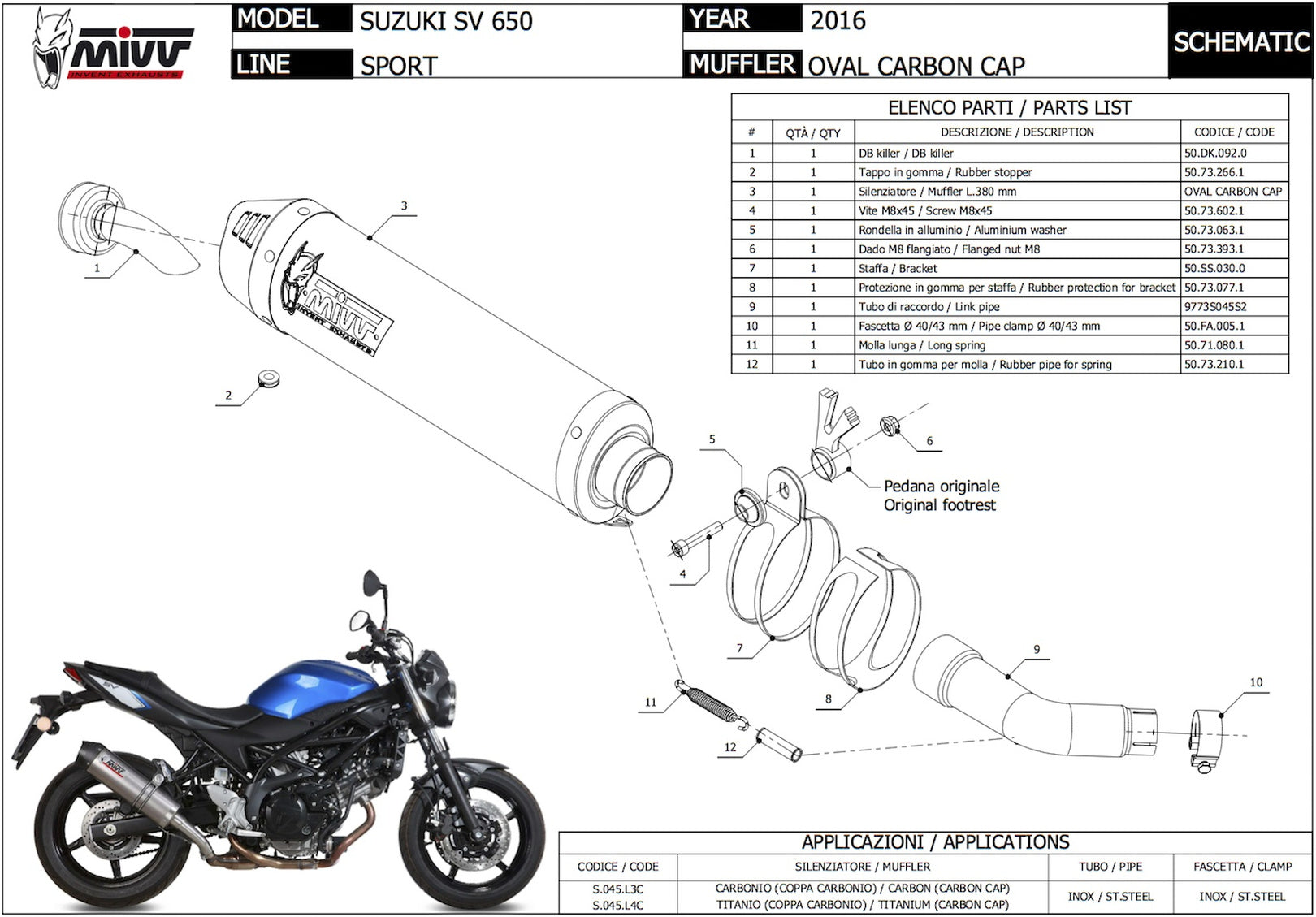 Uncatalysed Exhaust System Without Sound Certification Gp Steel Black - Mivv Compatible With Suzuki Van 200 (2016-2017)
