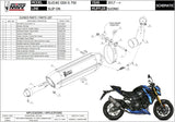 Exhaust Tip With Noise Certification Suono Steel Black Carbon - Mivv Compatible With Suzuki Gsx-S 750 (2017-2020)