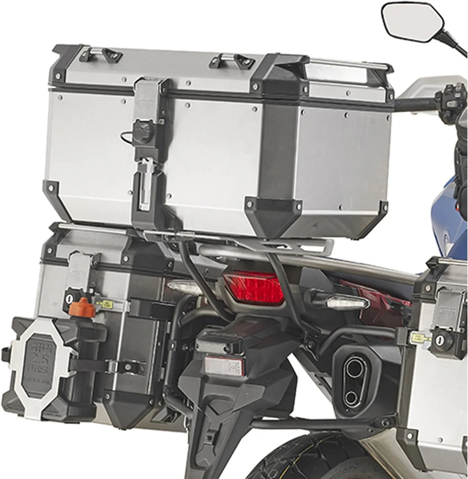 Monolock Alpina Aluminium Top Case - 44 Lt Alpina Aluminium - Givi Compatible With Honda Crf 1000 L Africa Twin Adventure Sports (2018-2019)