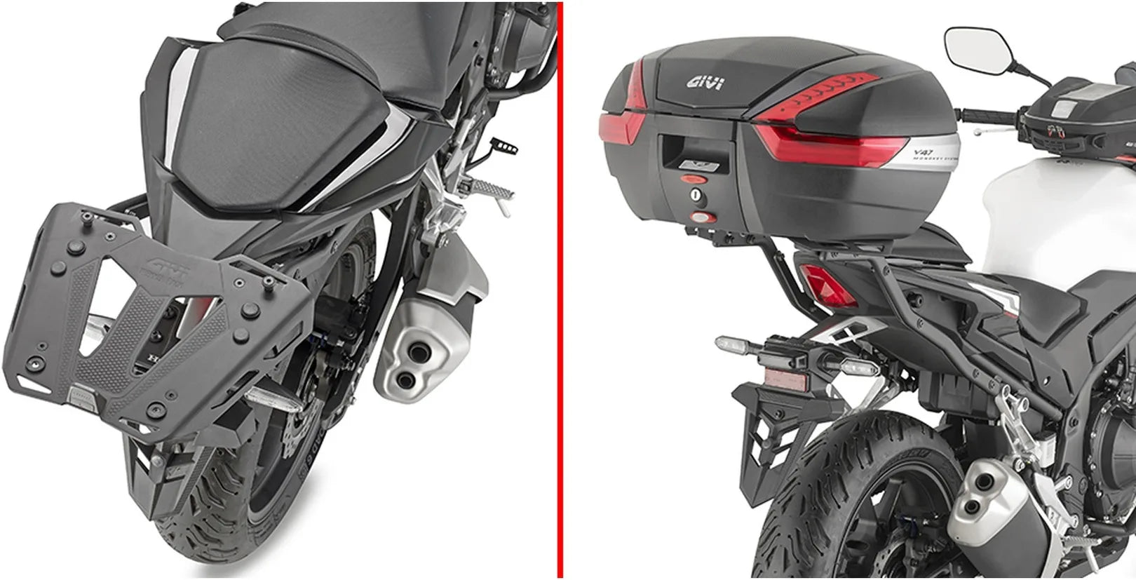 Monolock Alpina Black Aluminium Top Case - 44 Lt Alpina Aluminium - Givi Compatible With Honda Cb 500 Hornet (2024)