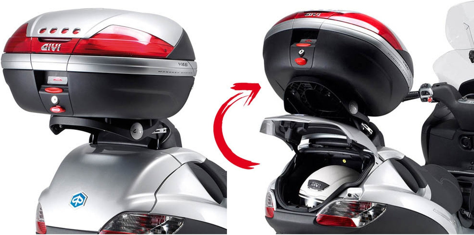 Monokey Trekker Outback Evo Smart Aluminium Top Case - 58 Lt Trekker Outback Evo Smart Aluminium - Givi Compatible With Piaggio Mp3 500 Business (2012-2013)