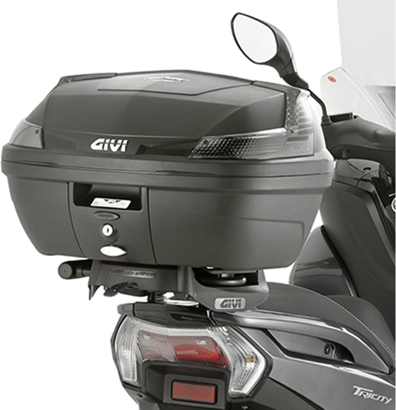 Monolock Silver Top Case - 32 Lt Technopolymer - Givi Compatible With Mbk Tryptik 125 (2014-2017)