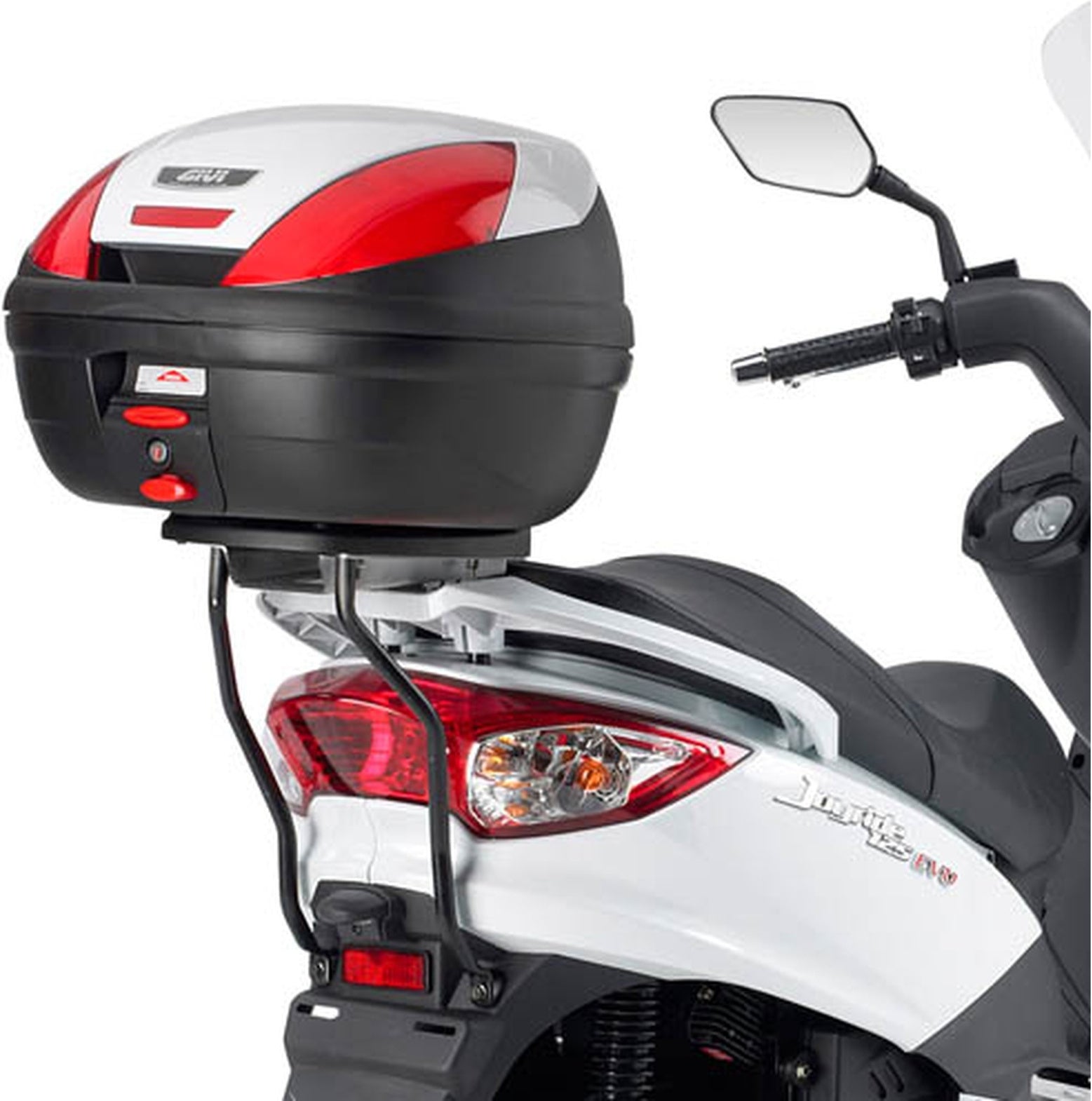 Monolock Riviera Triple Black Top Case - 46 Lt Riviera Technopolymer - Givi Compatible With Sym Joyride 125 - 200 Evo (2009-2022)