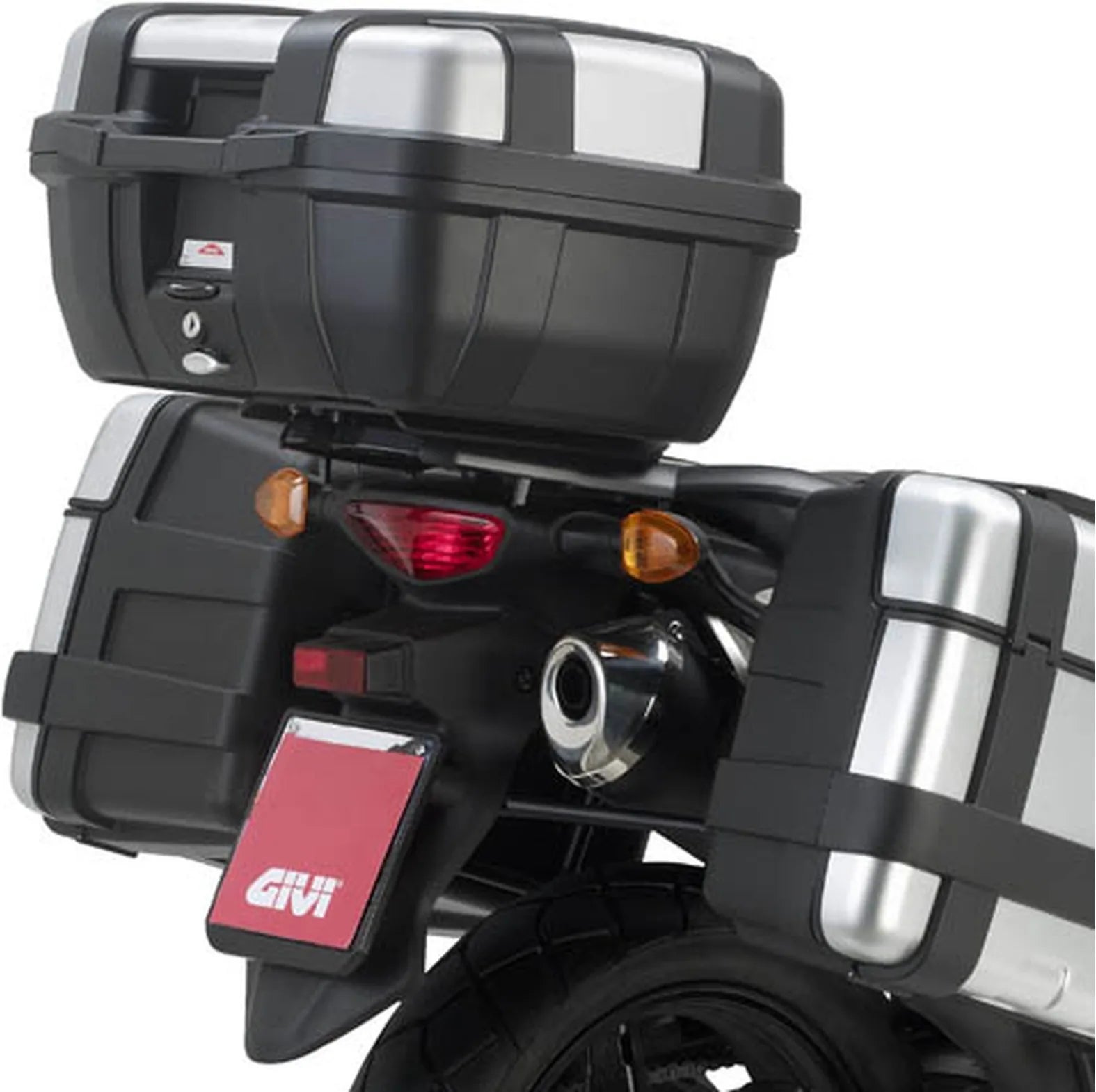 Monokey Arena Black Tech Top Case - 45 Lt Arena Technopolymer - Givi Compatible With Suzuki Dl 650 V-Strom L2 L3 L4 L5 L6 (2011-2016)