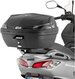 Monolock Black Tech Top Case - 30 Lt Technopolymer - Givi Compatible With Suzuki Uh 125 - 200 Burgman Abs (2014-2021)