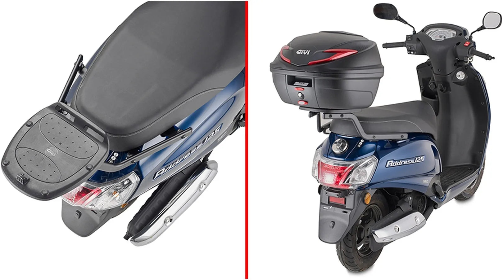 Monolock Riviera Triple Black Top Case - 46 Lt Riviera Technopolymer - Givi Compatible With Suzuki Address 125 (2023-2024)