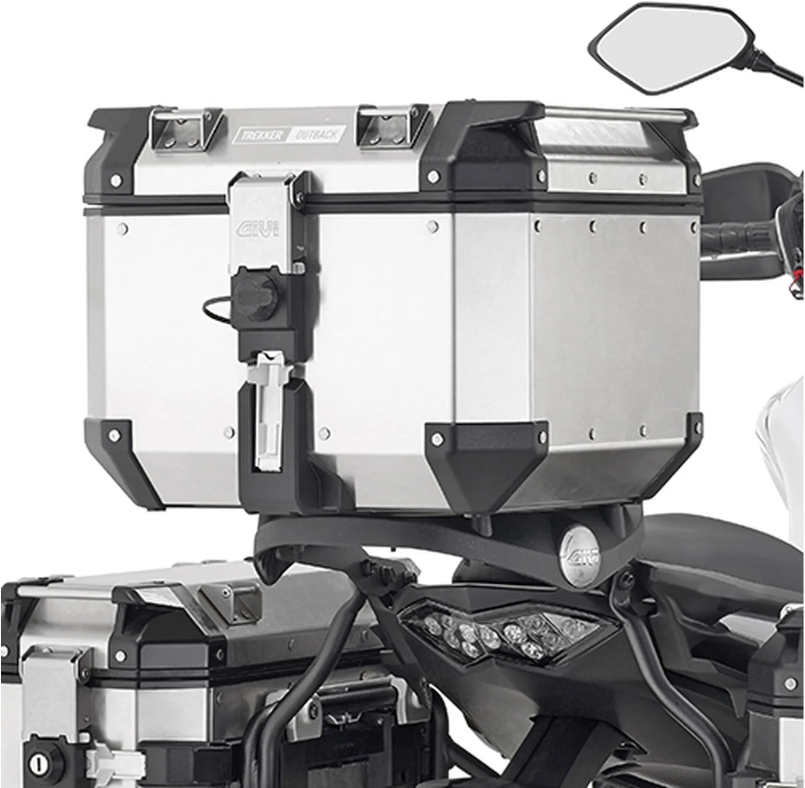 Monokey Trekker Dolomiti Black Aluminium Top Case - 46 Lt Trekker Dolomiti Aluminium - Givi Compatible With Kawasaki Versys 650 (2015-2021)