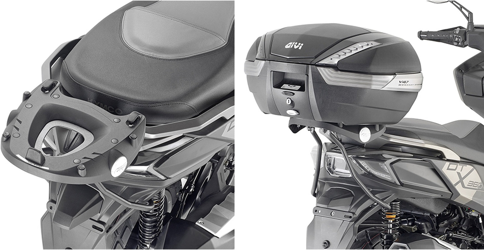 Monokey Trekker Dolomiti Black Aluminium Top Case - 30 Lt Trekker Dolomiti Aluminium - Givi Compatible With Kymco Dtx 360 125 - 300 - 350 (2021-2024)
