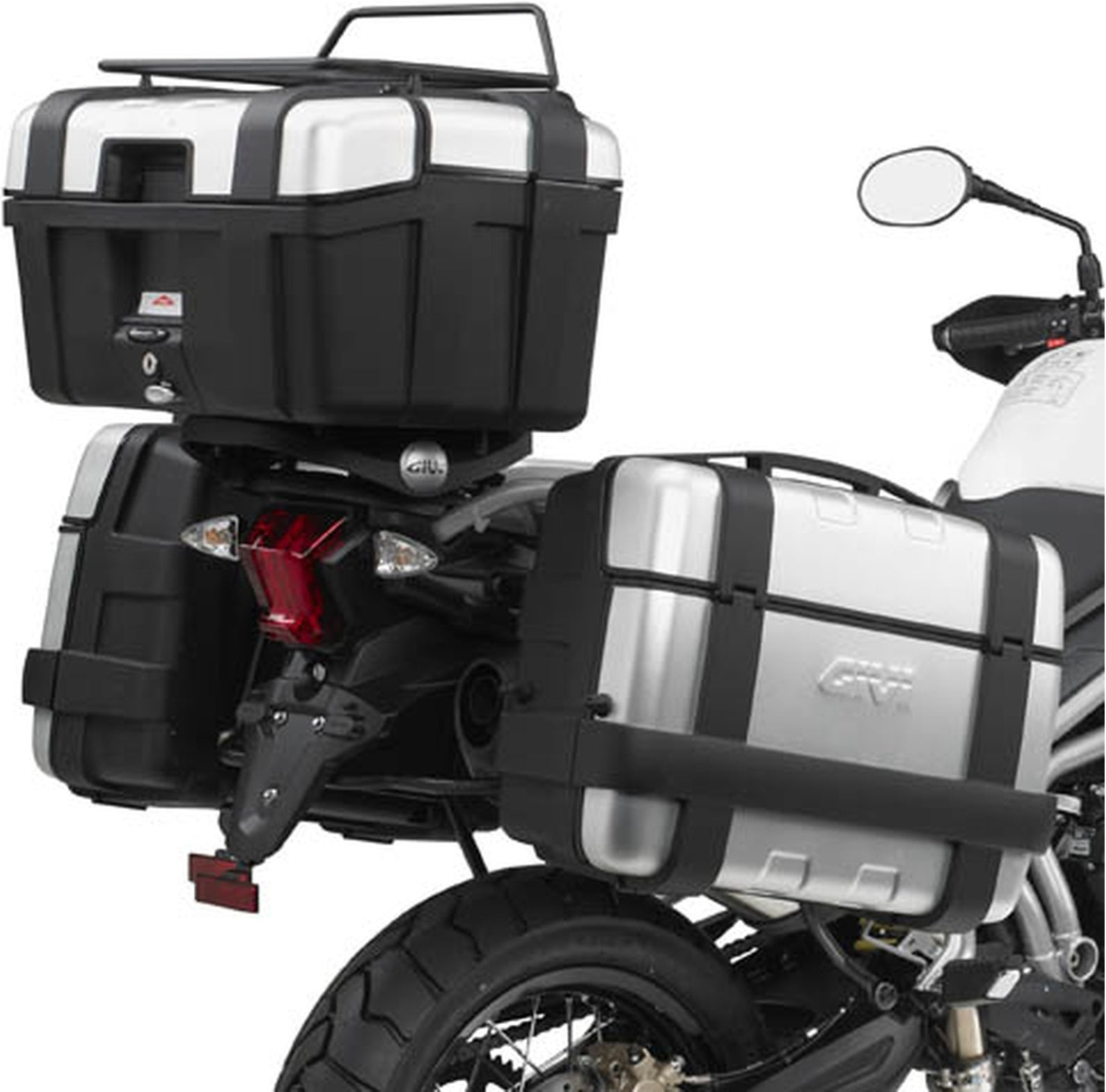 Monokey Trekker Outback Evo Smart Anodized Aluminium Top Case - 58 Lt Trekker Outback Evo Smart Anodized Aluminium - Givi Compatible With Triumph Tiger 800 - Xc - Xr (2011-2017)