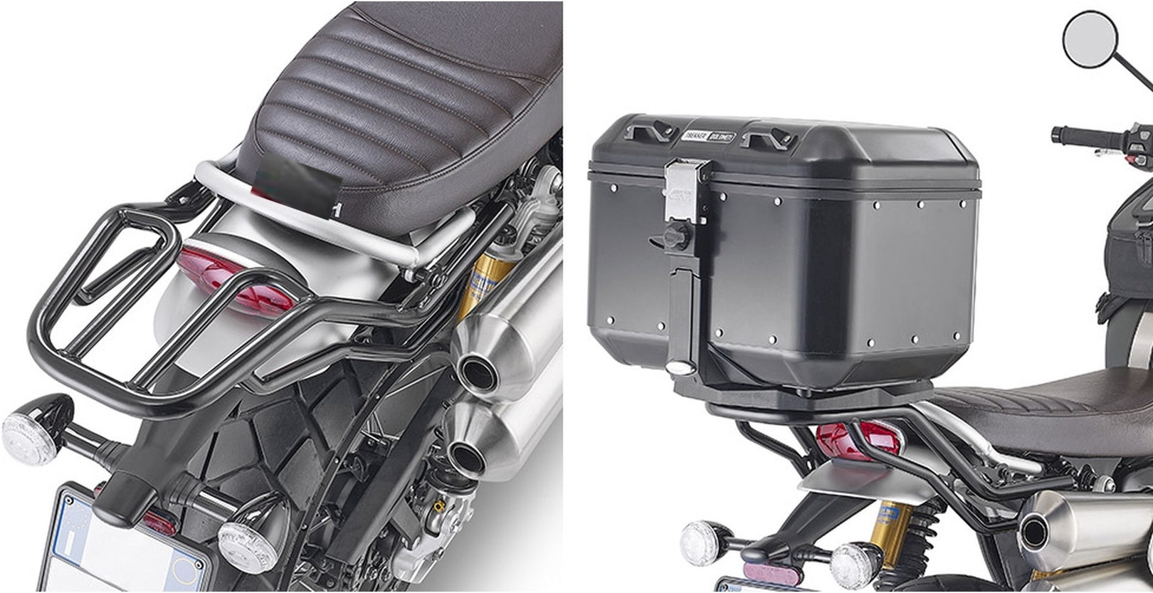 Monokey Trekker Outback Evo Smart Black Aluminium Top Case - 58 Lt Trekker Outback Evo Smart Aluminium - Givi Compatible With Triumph Scrambler 1200 (2019-2024)
