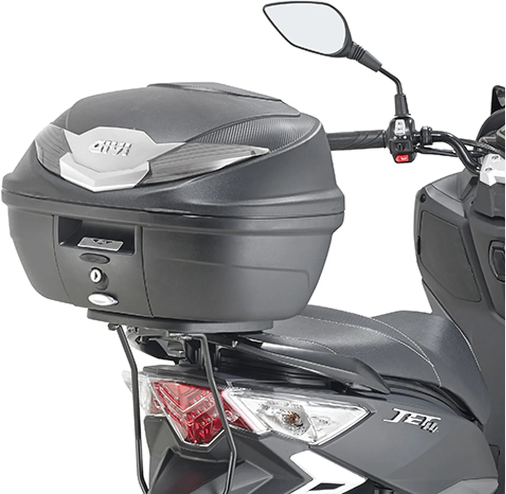 Monolock Vision Black Tech Top Case - 34 Lt Vision Technopolymer - Givi Compatible With Sym Jet 14 125 - 200 (2017-2020)