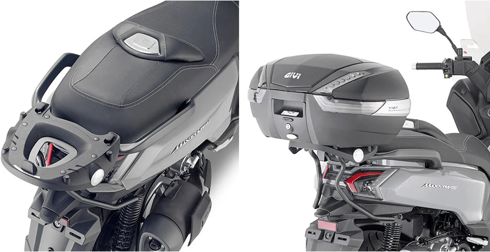 Monolock Vision Black Top Case - 34 Lt Vision Technopolymer - Givi Compatible With Sym Max Sym 400 (2021-2024)