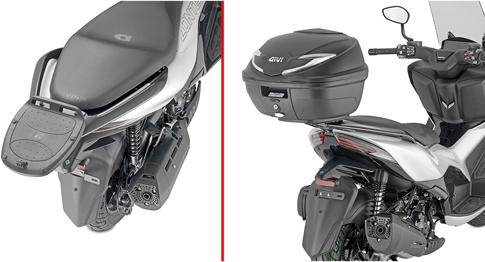 Monolock Silver Top Case - 32 Lt Technopolymer - Givi Compatible With Zontes 350 D (2023-2024)