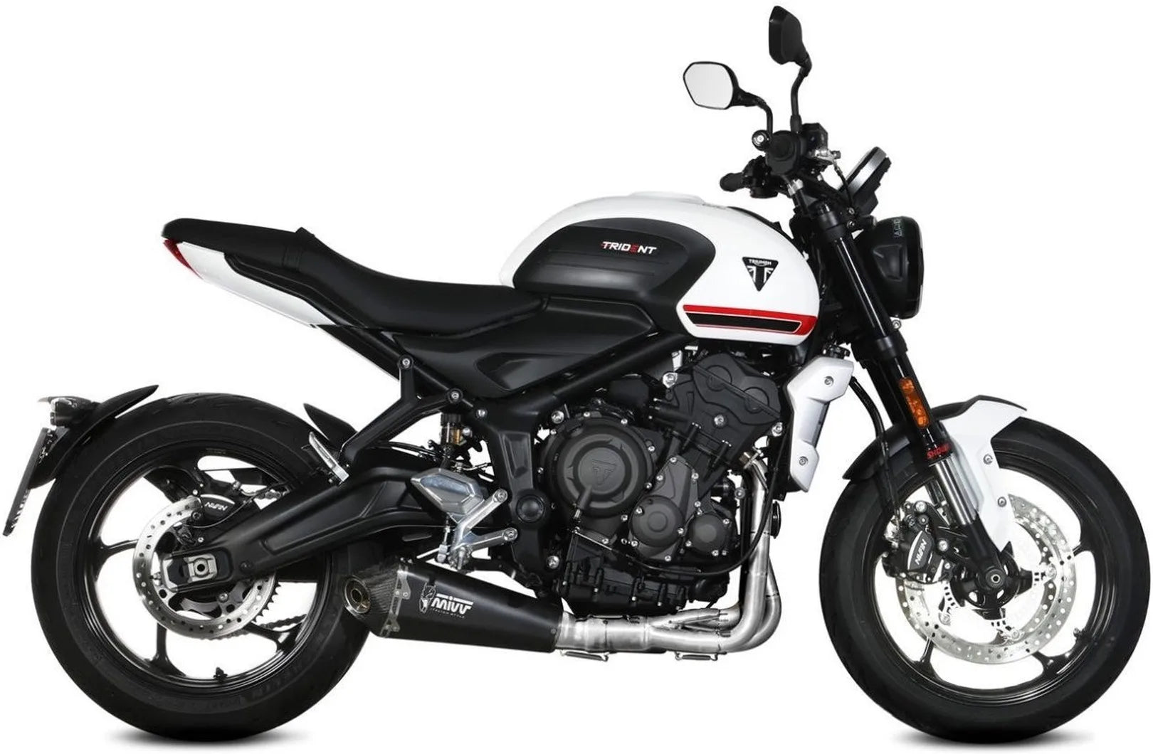 Complete Catalytic Exhaust System With Sound Certification Delta Race Steel Black Carbon - Mivv Compatible With Triumph Trident 660 (2021-2024)
