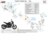 Complete Catalytic Exhaust System With Sound Certification Delta Race Steel Black Carbon - Mivv Compatible With Triumph Trident 660 (2021-2024)