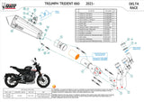 Complete Non-Catalytic Exhaust System With Sound Certification Delta Race Steel Black Carbon - Mivv Compatible With Triumph Trident 660 (2021-2024)