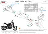 Complete Exhaust System Without Catalytic Converter And Without Sound Certification X-M5 Steel Black Carbon - Mivv Compatible With Triumph Trident 660 (2021-2024)