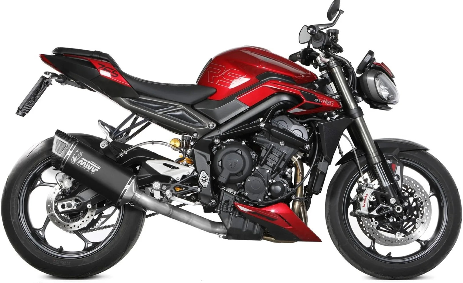 Complete Non-Catalytic Exhaust System With Sound Certification Sr-1 Titanium Black - Mivv Compatible With Triumph Street Triple 765 R - Rs (2023-2024)