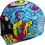 Full-Face Motorcycle Helmet Hjc V10 Advanced Fiberglass Composite Mc28 Squeeze Size 11 Xxl