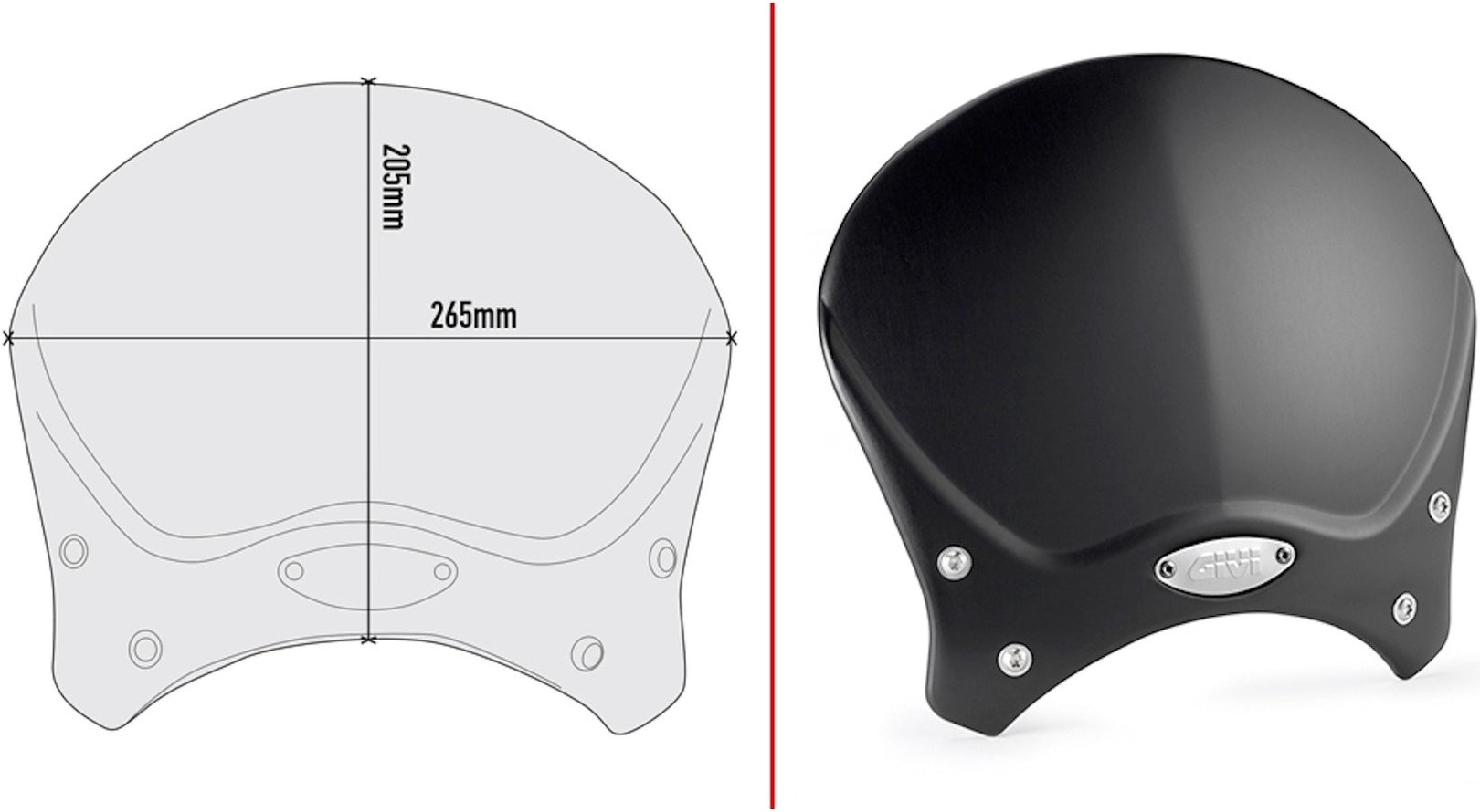 Black Aluminium Race Cafe Wind-Scree Aluminium - Givi Compatible With Moto Guzzi V7 850 Stone - Special (2021-2024)