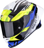 Full-Face Motorcycle Helmet Scorpion Exo Exo-R1 Evo Ii Air Ultra Tct Black Blue Fluo Yellow Valere Size M