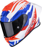 Full-Face Motorcycle Helmet Scorpion Exo Exo-R1 Evo Ii Air Ultra Tct White Red Blue Valere Size L