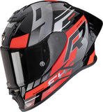 Full-Face Motorcycle Helmet Scorpion Exo Exo-R1 Evo Ii Air Ultra Tct Black Red Silver Adrenaline Size L
