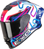 Full-Face Motorcycle Helmet Scorpion Exo Exo-R1 Evo Ii Air Ultra Tct White Blue Pink Cornering Size Xs