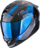 Full-Face Motorcycle Helmet Scorpion Exo Exo-1500 Carbon Air Carbon Fiber Black Blue Platted Size Xxl