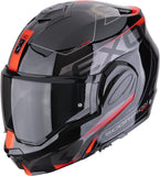 Flip-Up Motorcycle Helmet Scorpion Exo Exo-Tech Evo Polycarbonate Black Red Traveller Size Xxl