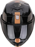 Flip-Up Motorcycle Helmet Scorpion Exo Exo-Tech Evo Polycarbonate Black Copper Traveller Size L