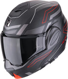 Flip-Up Motorcycle Helmet Scorpion Exo Exo-Tech Evo Polycarbonate Matt Black Red Conquer Size Xl