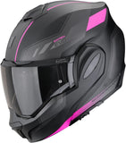 Flip-Up Motorcycle Helmet Scorpion Exo Exo-Tech Evo Polycarbonate Matt Black Pink Socius Size L